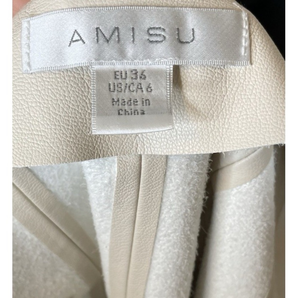 Women Skirt Faux Leather A-Line Paneled Mini 6 Cream - Picture 7 of 11